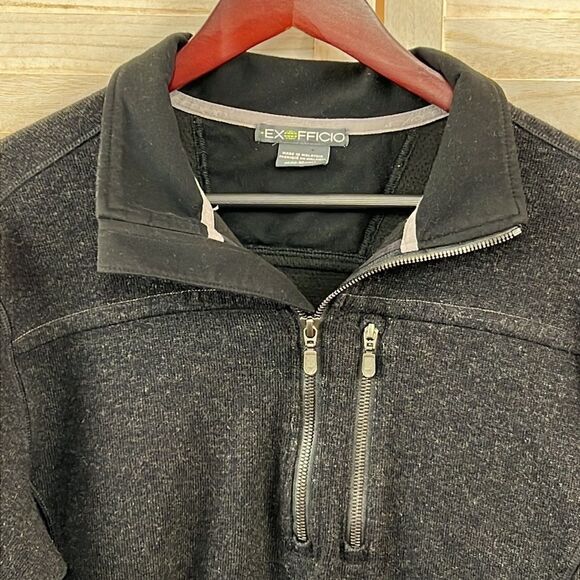 ExOfficio Wool Blend 1/2 1/4 Zip Pullover Medium - Picture 3 of 14
